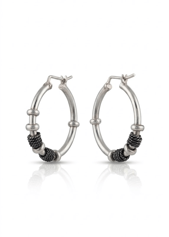 Arete de plata quemada - argolla con diseño