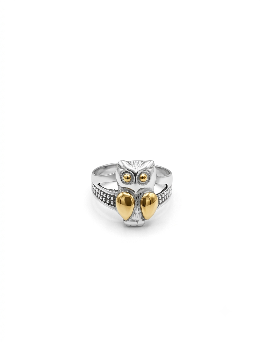 Anillo de plata y oro - Búho