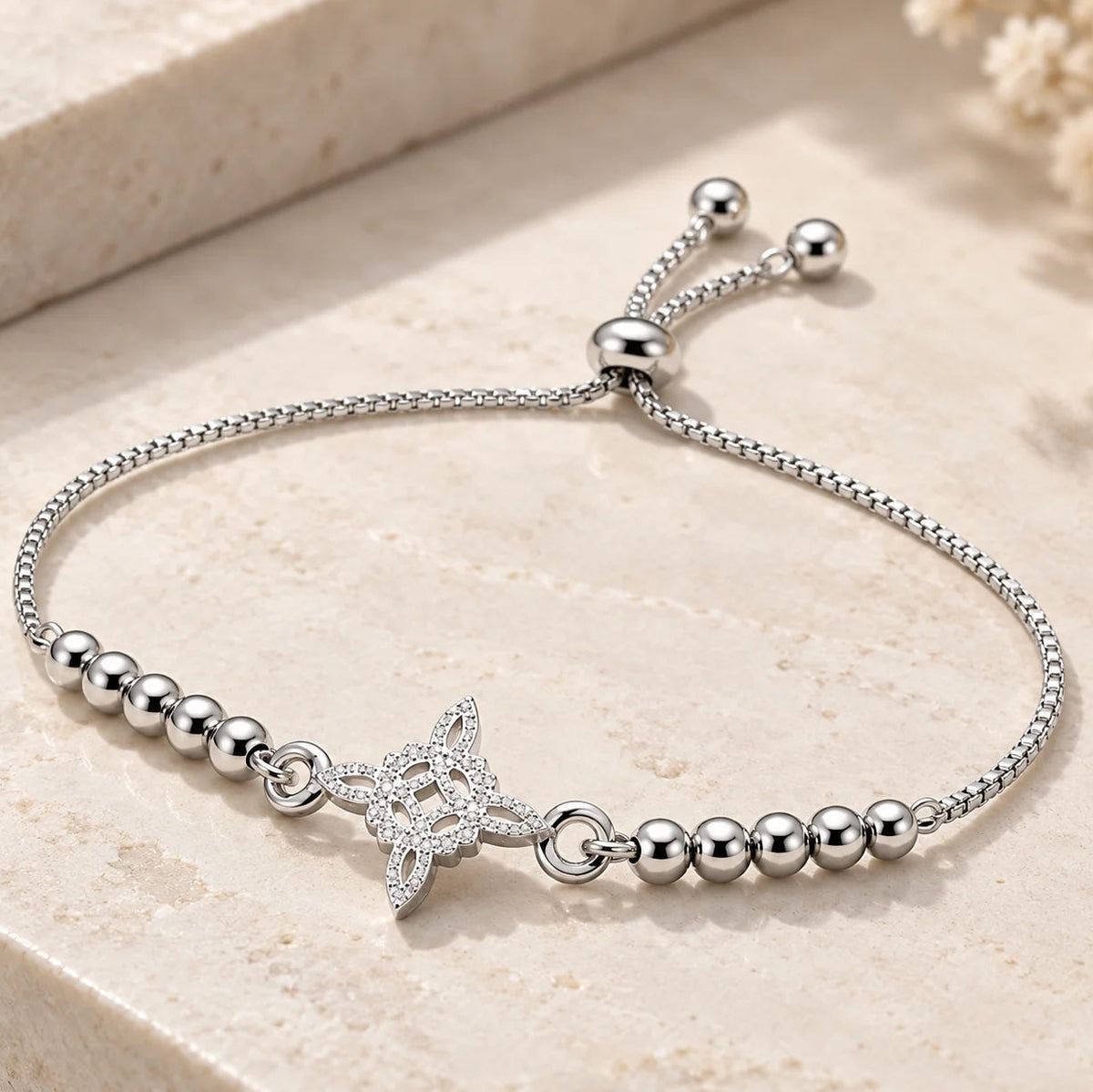 Pulsera de plata regulable - Nudo de bruja