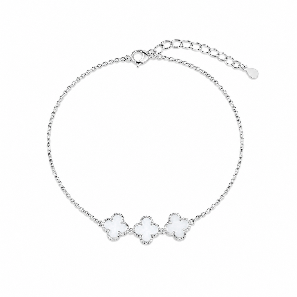 Pulsera de 3 Flores Blancas - Van Cleef
