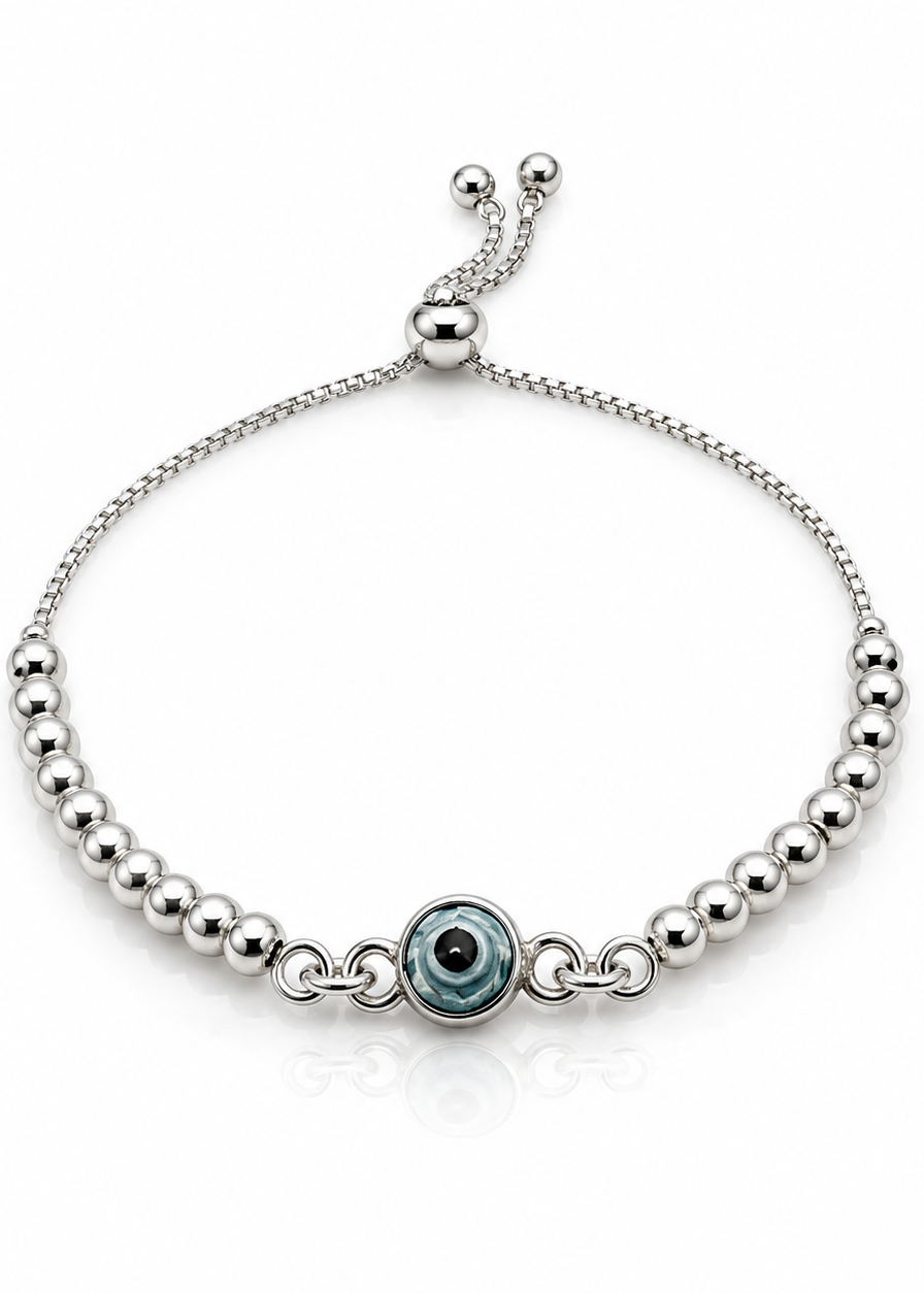 Pulsera de plata Regulable - Ojo turco