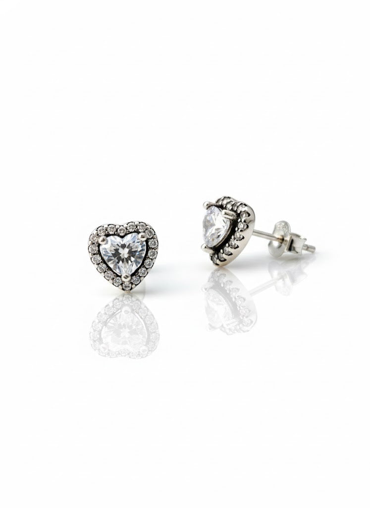 Aretes de plata - Corazon Cristal