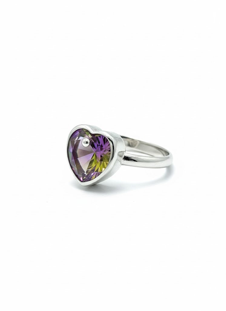 Anillo de plata - Corazon Swarosky (Amor Tornasol)