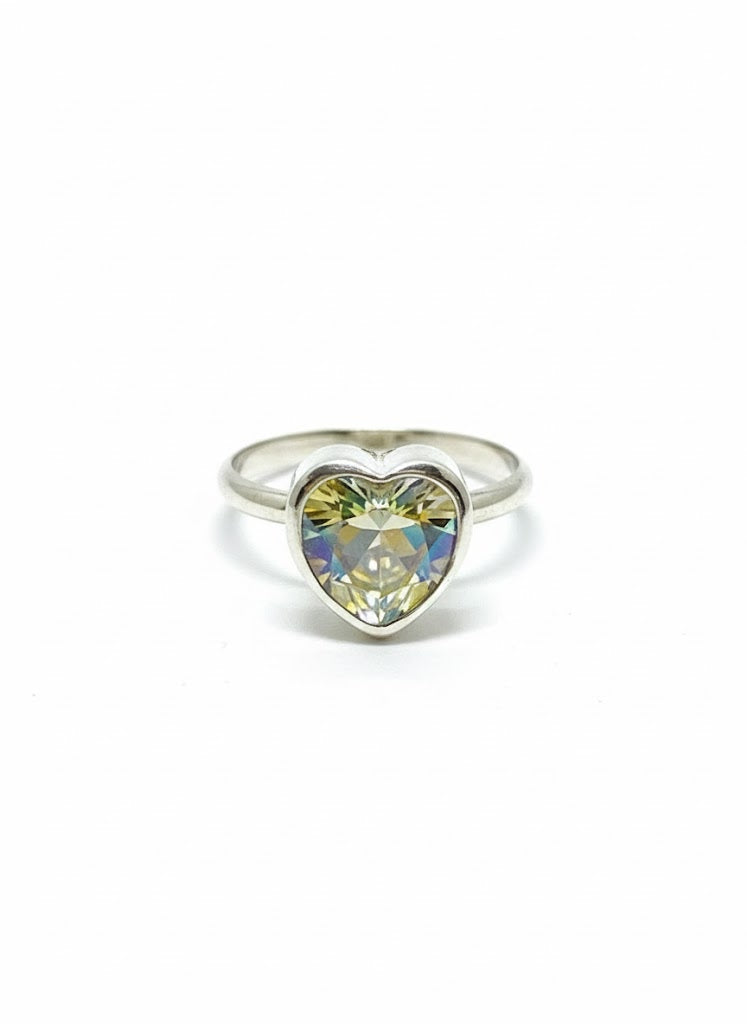 Anillo de plata - Corazón Swarosky ( Blanc D' Amour)