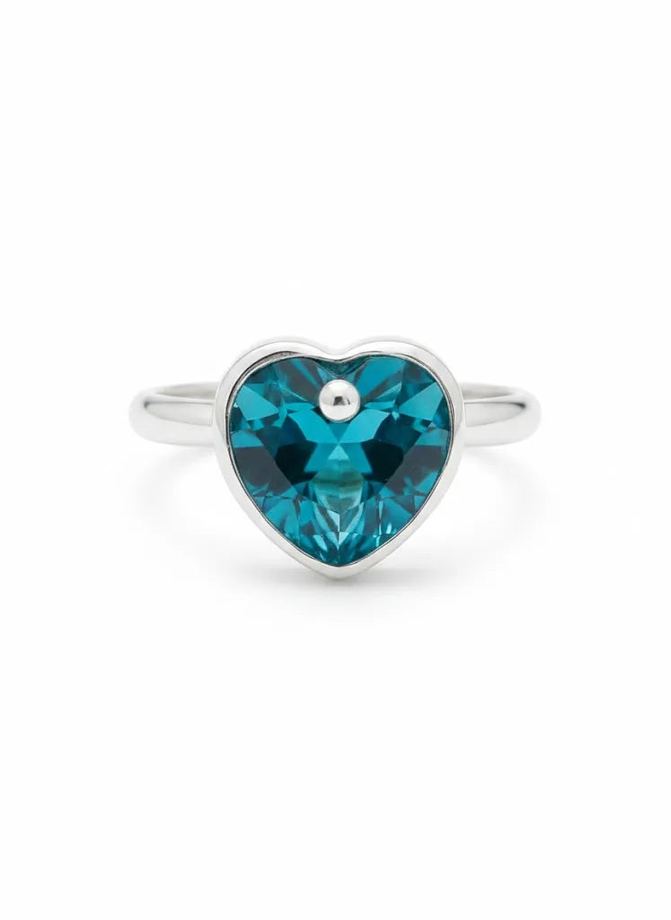 Anillo de plata - Corazón Swarosky (Celestea)