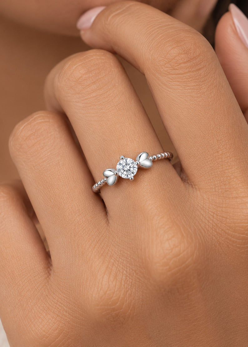 Anillo de plata - Corazón blanco compromiso
