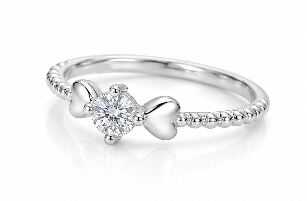 Anillo de plata - Corazón blanco compromiso