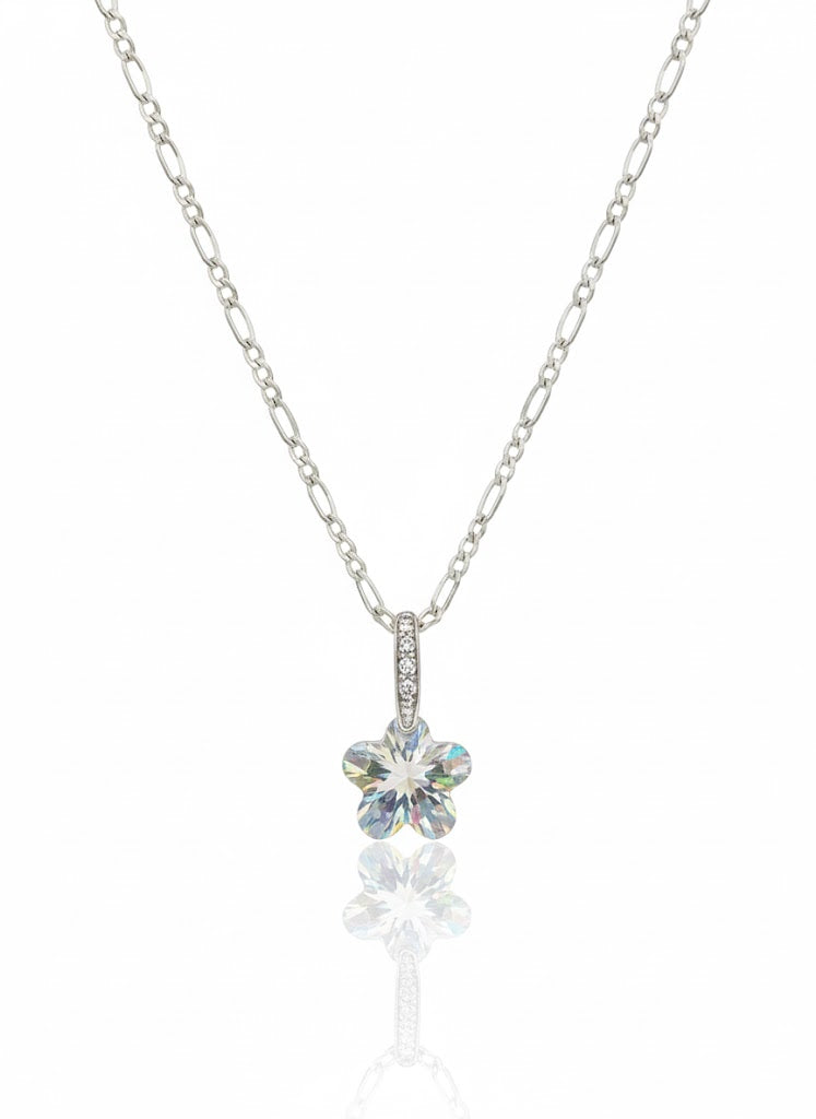 Dije flor Swarovski Blanca