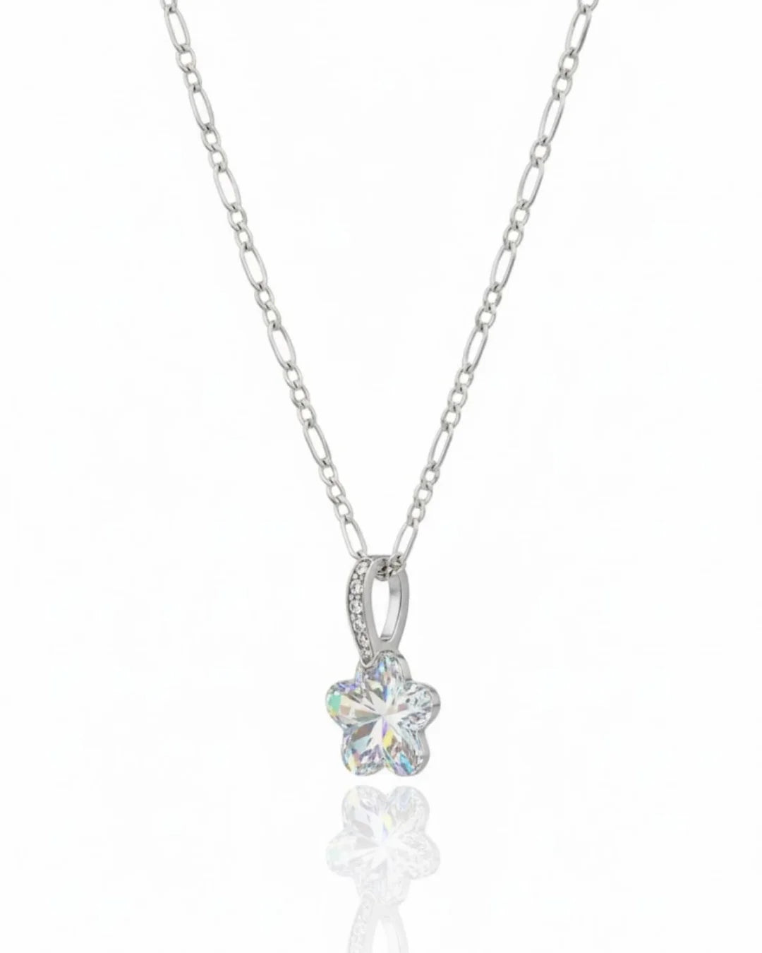 Dije flor Swarovski Blanca