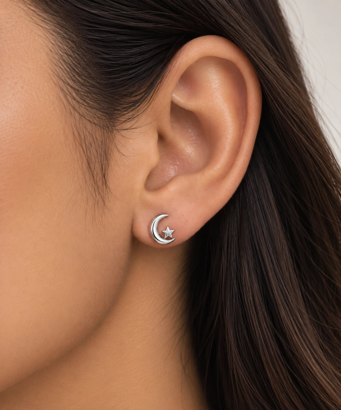 Aretes de plata - Estrella con luna