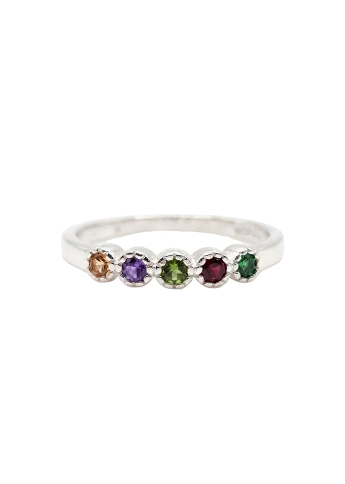 Anillo de plata - Punto de luz multicolor