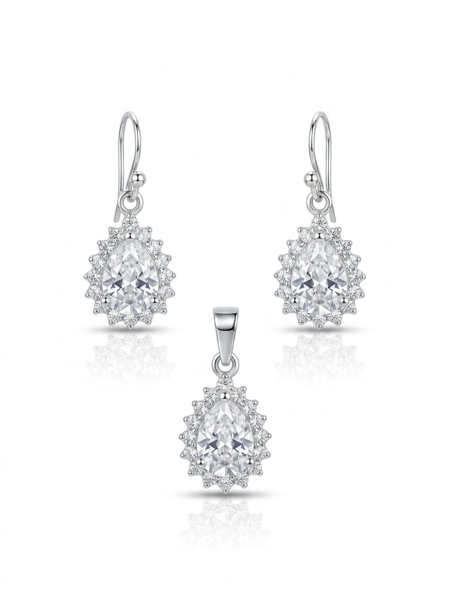 Set de plata - Gotas blancas