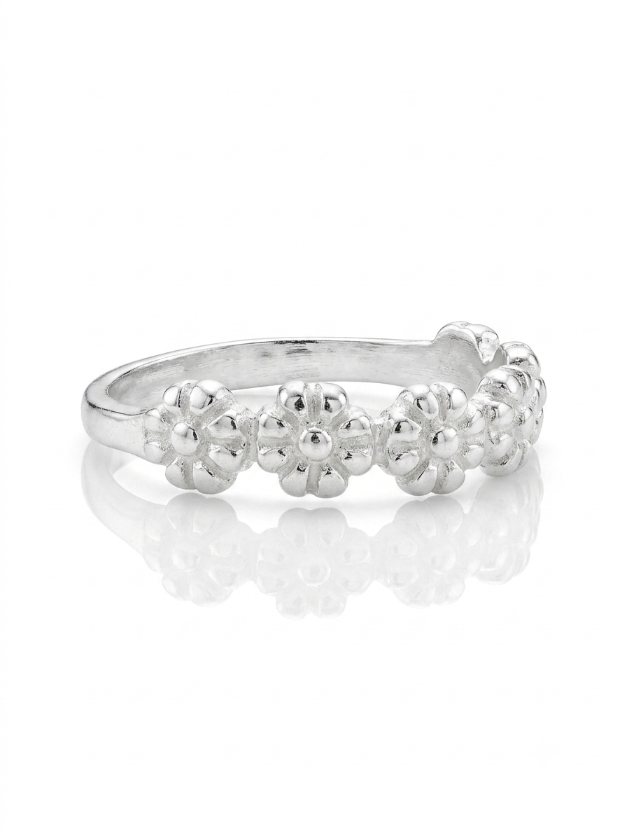 Anillo de plata- flores