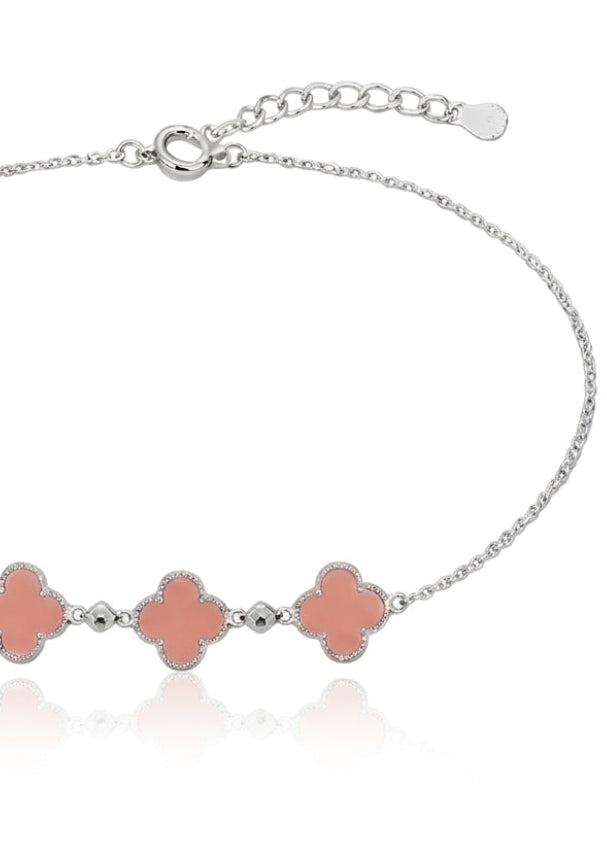 Van Cleef - Pulsera de flores rosado melocoton