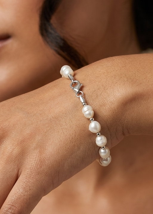 Pulsera de plata - Perlitas