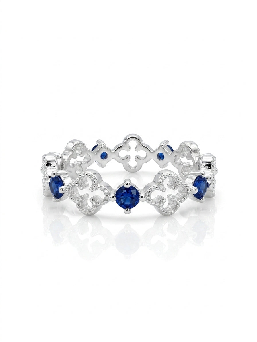 Anillo de plata - Flores de azul