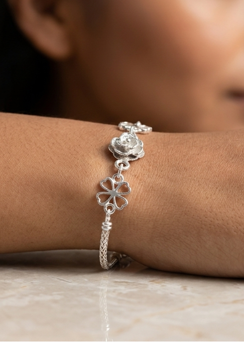 Pulsera de plata - Flor & Suerte