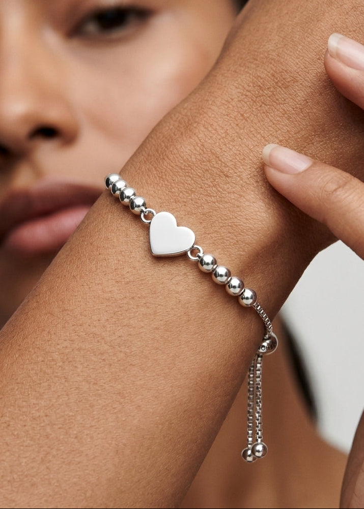 Pulsera de plata regulable - Corazón