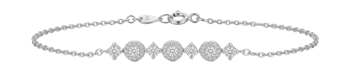 Pulsera de plata - Flores blanco