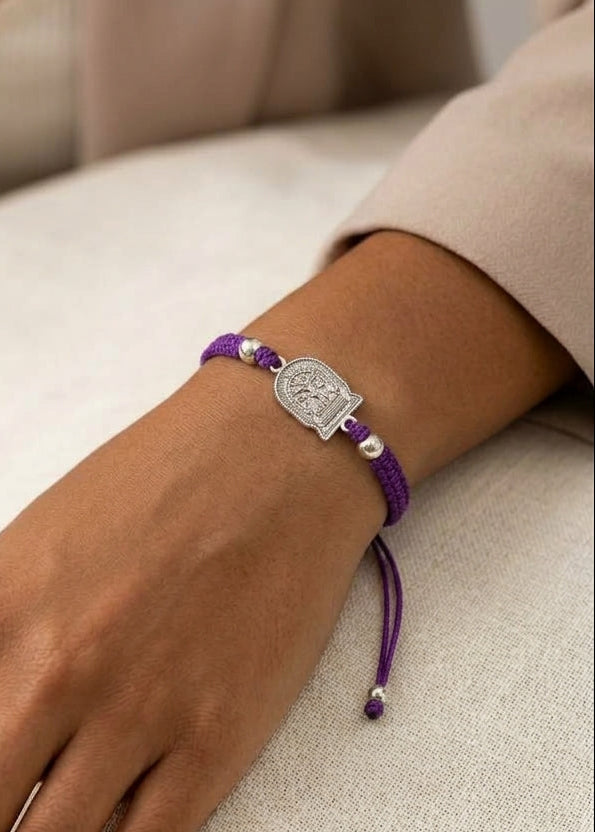 Pulsera de plata e hilo - Señor de los milagros