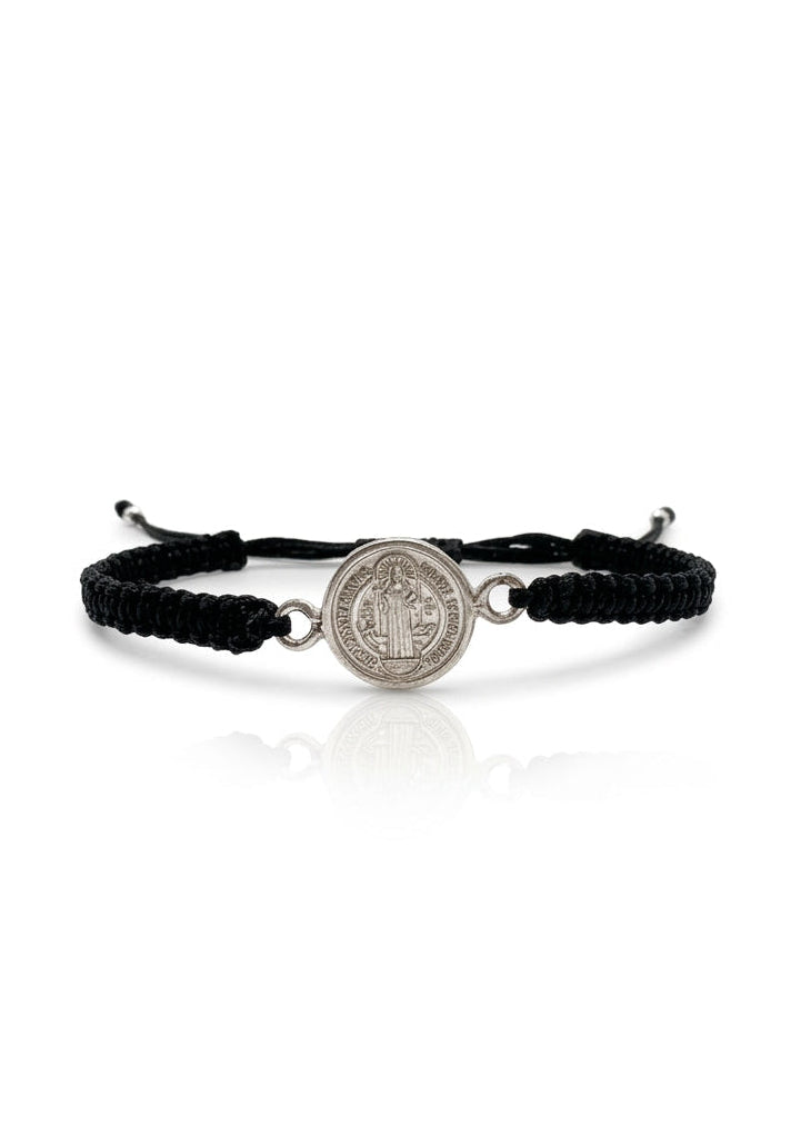 Pulsera de plata e hilo negro - San Benito