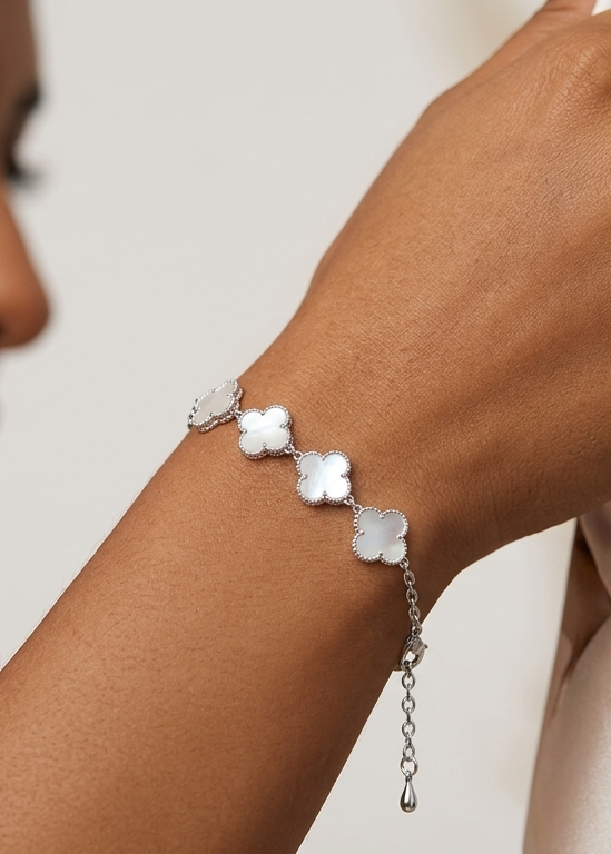 Van Cleef - Pulsera Flores blanco