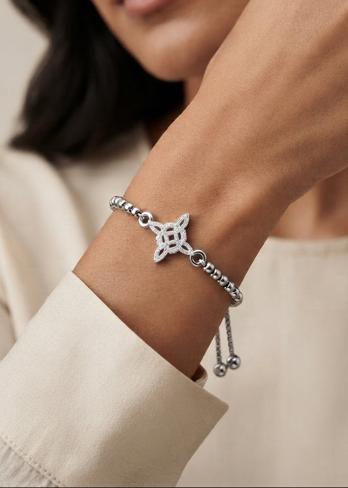 Pulsera de plata regulable - Nudo de bruja