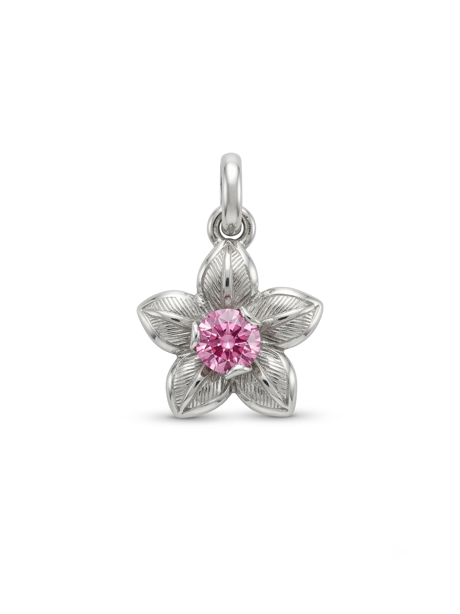 Dije Flor piedra rosada