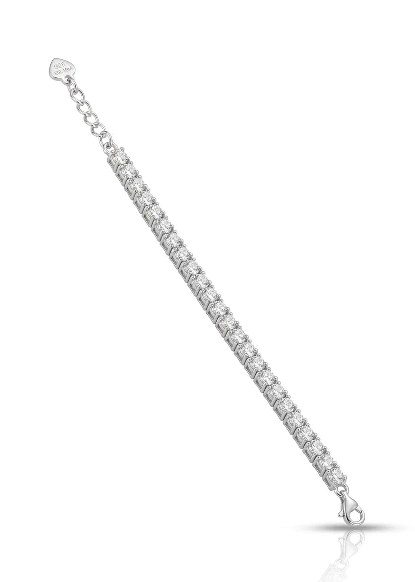 Pulsera plata - tennis blanco