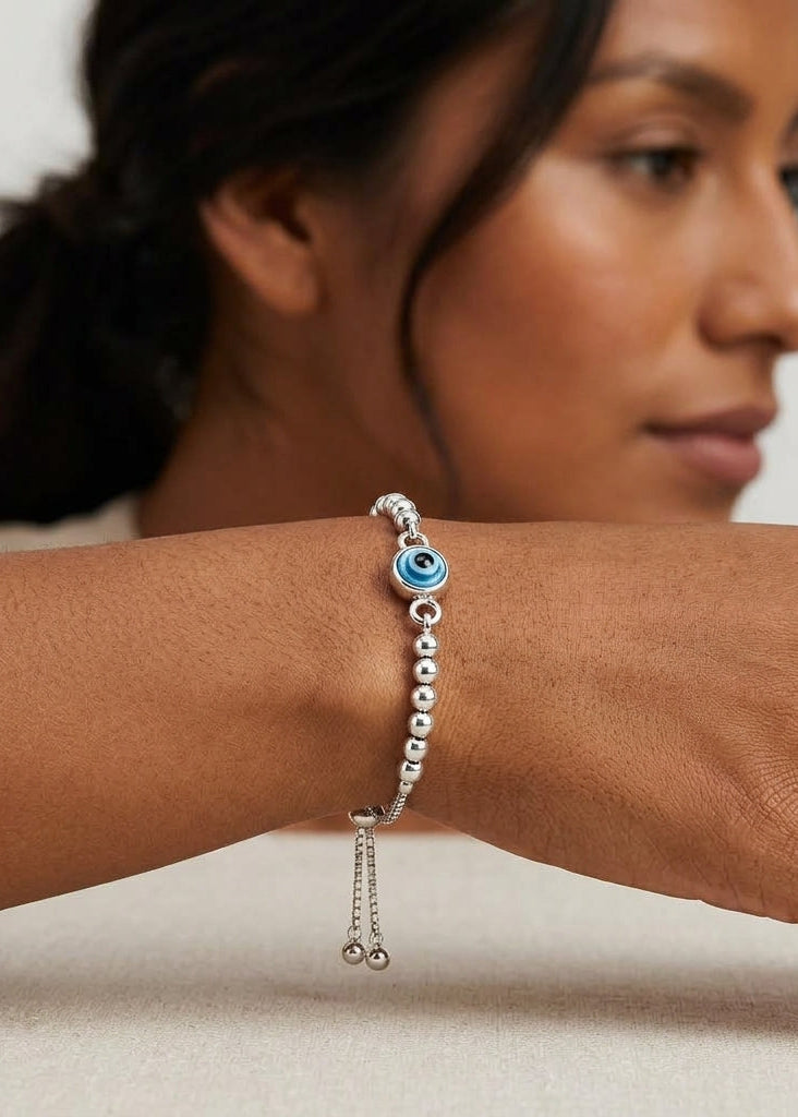 Pulsera de plata Regulable - Ojo turco