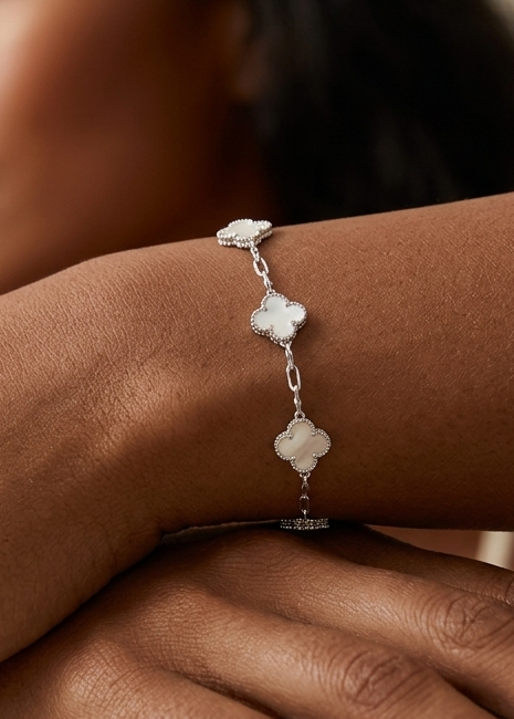 Van Cleef - Pulsera 3 flor blanca