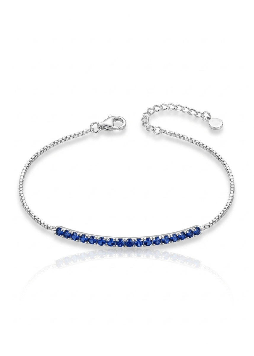Pulsera de plata - tennis azul