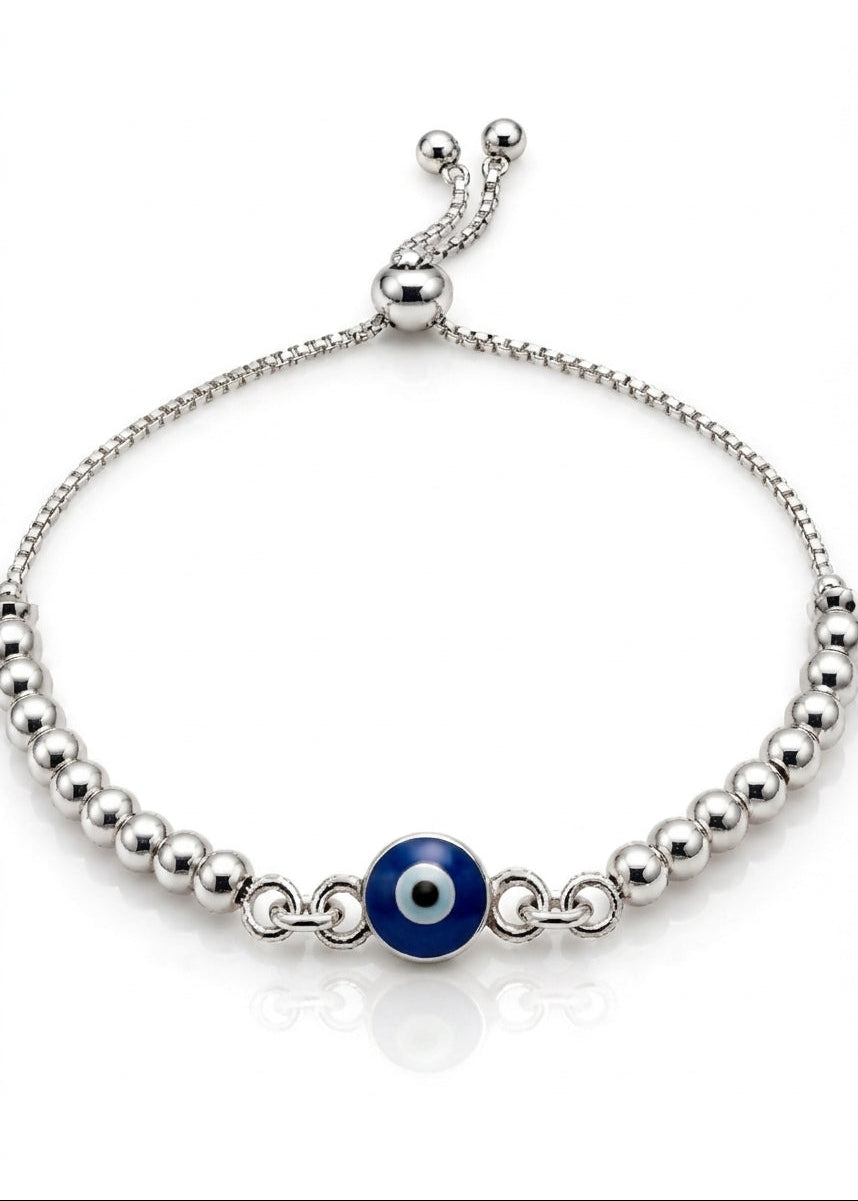 Pulsera de plata Regulable - Ojo turco