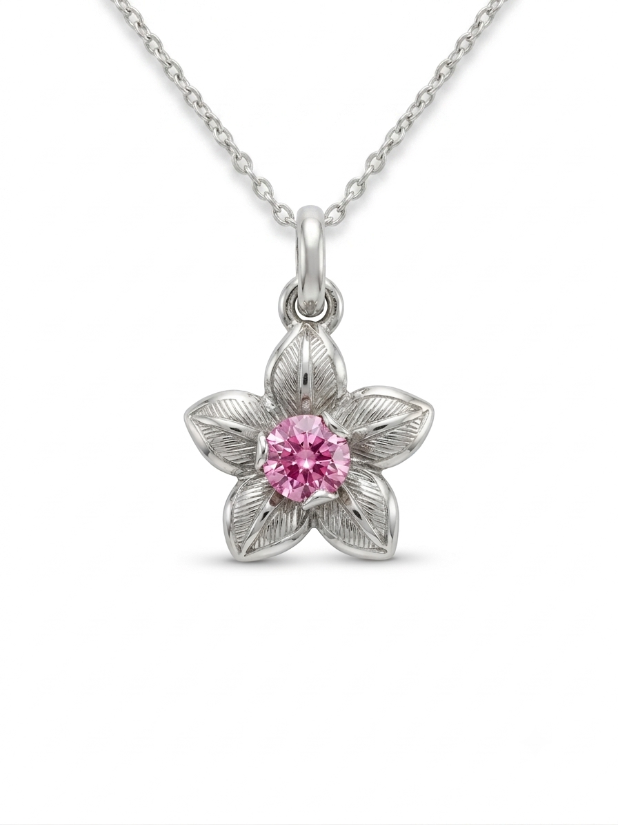 Dije Flor piedra rosada