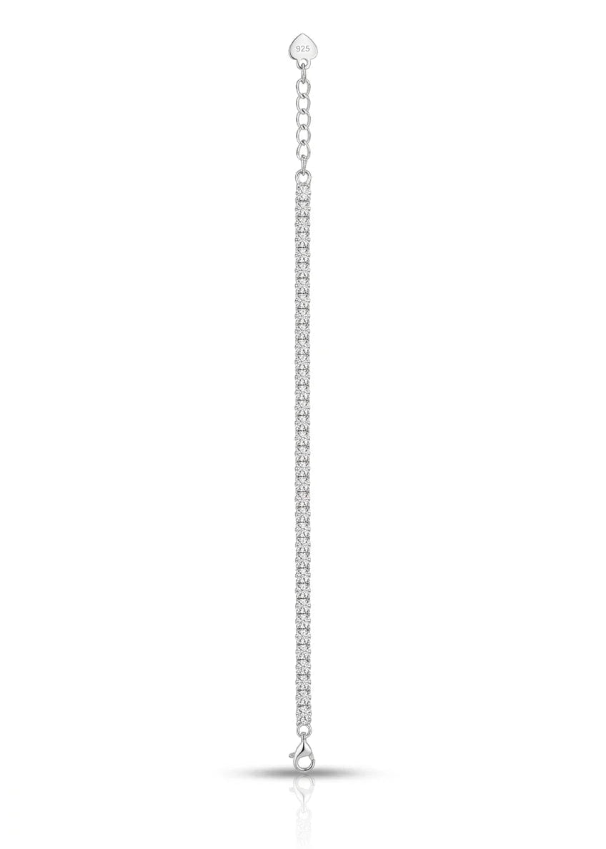 Pulsera plata - tennis blanco