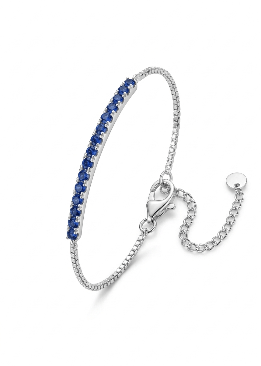 Pulsera de plata - tennis azul