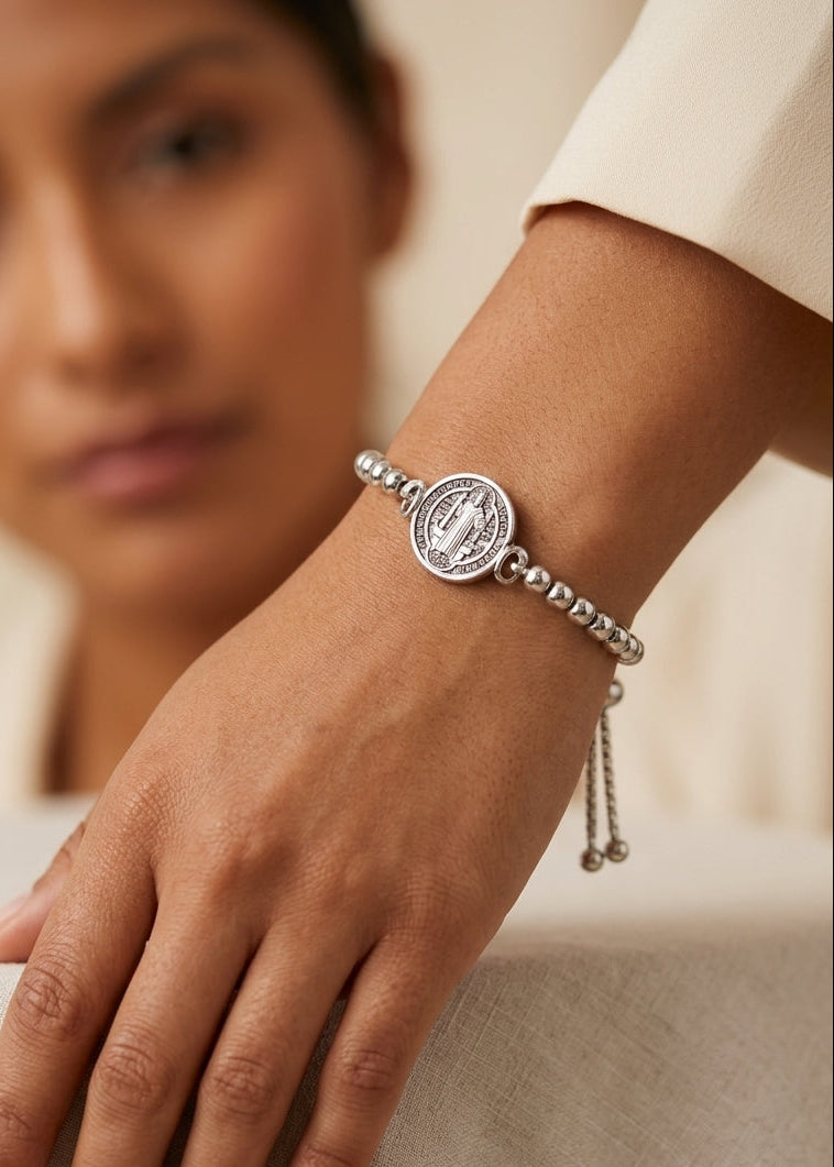 Pulsera de plata regulable - San Benito