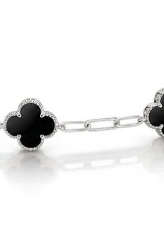 Van Cleef - Pulsera 3 flor negra