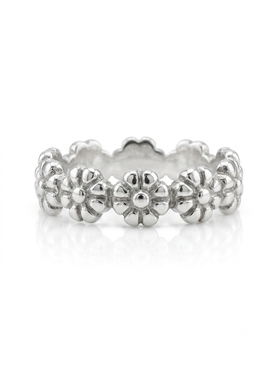 Anillo de plata- flores