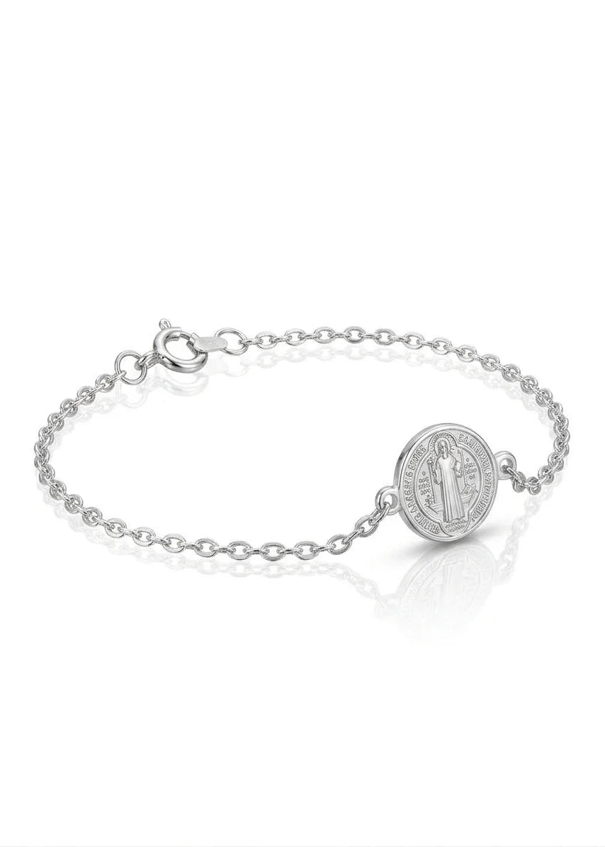 Pulsera de plata - San benito Martillada