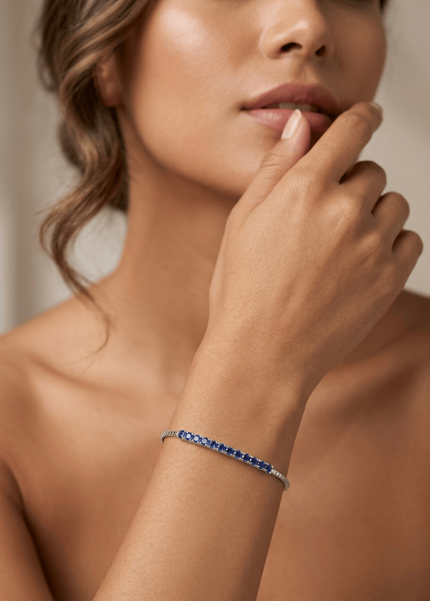 Pulsera de plata - tennis azul