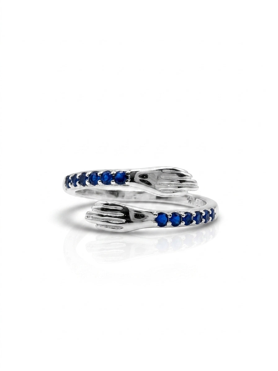 Anillo de plata - Manos azules