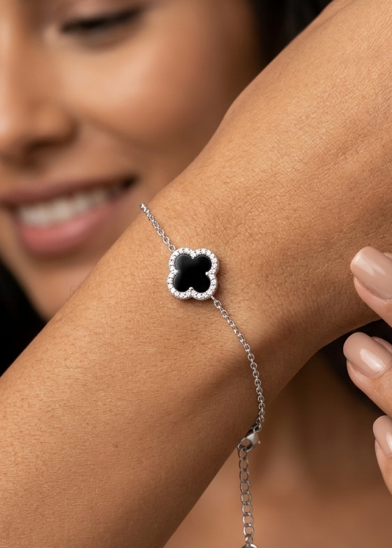 Van Cleef - Pulsera 1 flor negra