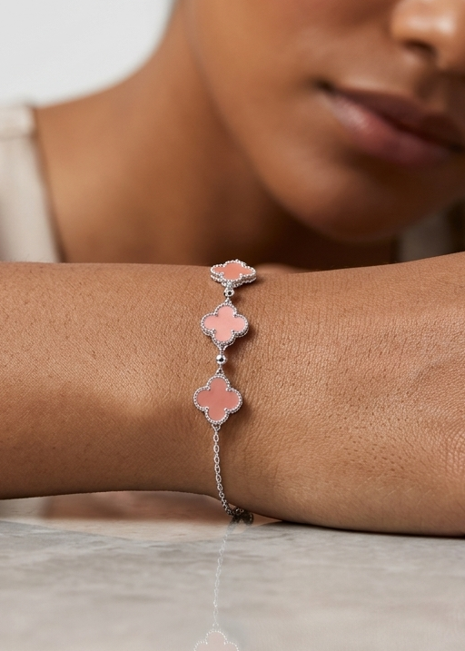 Van Cleef - Pulsera de flores rosado melocoton