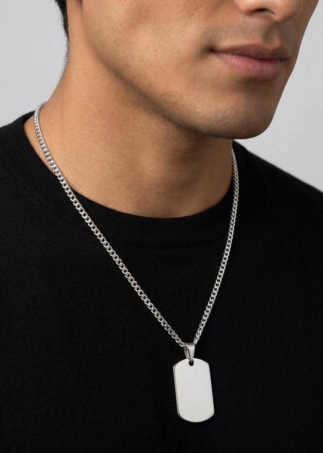 Dije de plata - Placa curva