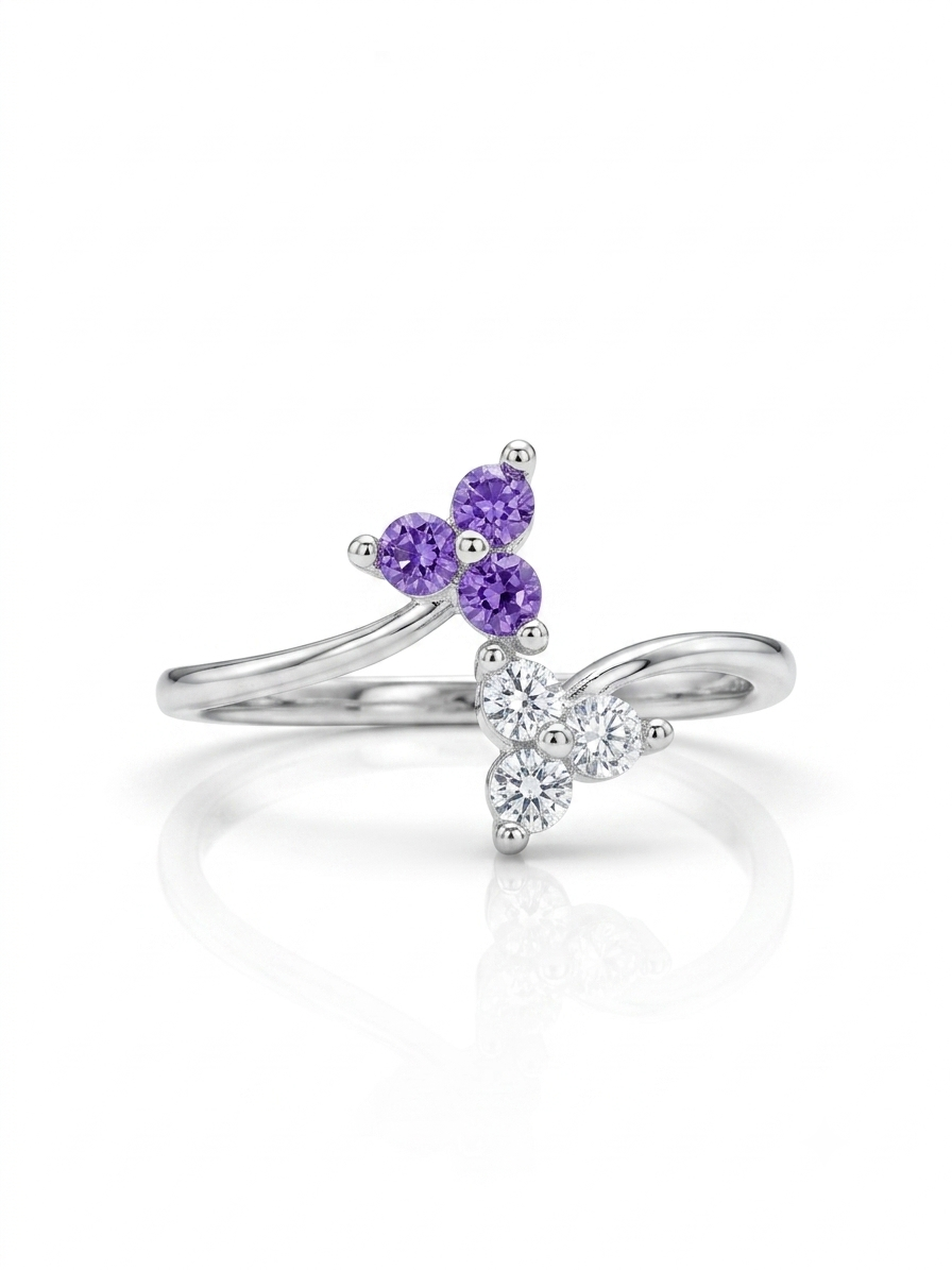Anillo de plata - Brillos lilas