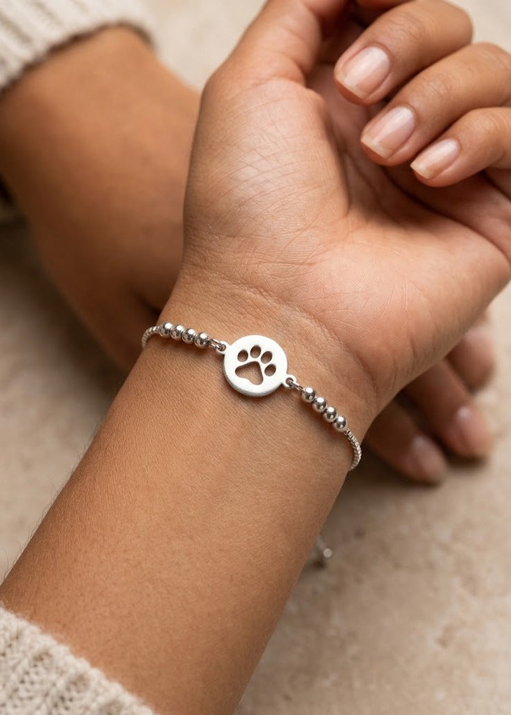 Pulsera de plata regulable - Huella de perrito