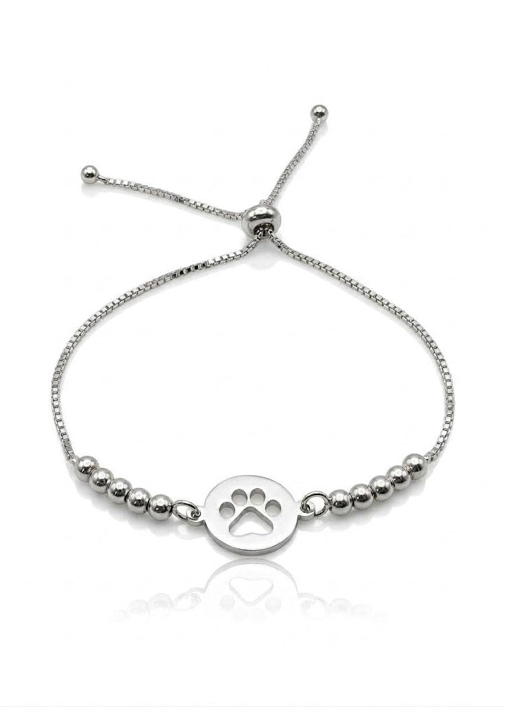 Pulsera de plata regulable - Huella de perrito