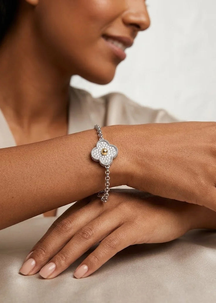 Pulsera plata y oro - van cleef single
