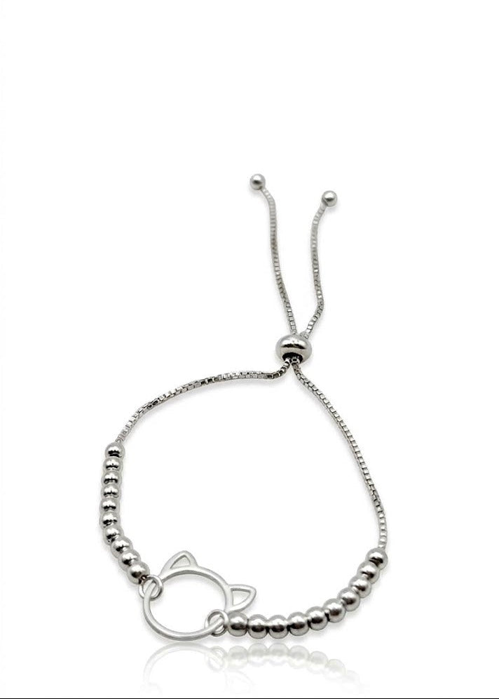 Pulsera de plata regulable - Gato
